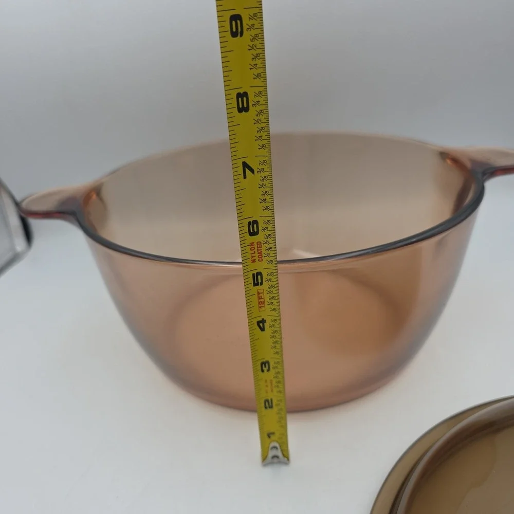 Corning Visions Ware Dutch Oven Stock Pot 4.5L PYREX Lid Amber Glass READ